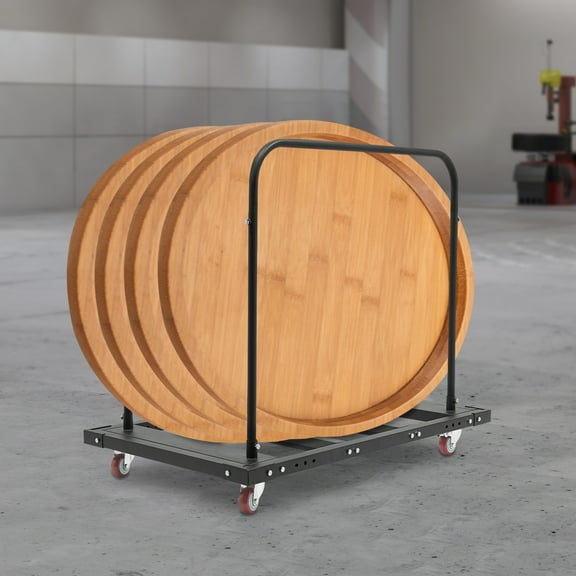 Industrial Folding Table Dolly, 120kg Capacity, Expandable 3.35-9.09in Beams, 2 Tubular Handles, Ideal for Construction Sites, Warehouses, Storage