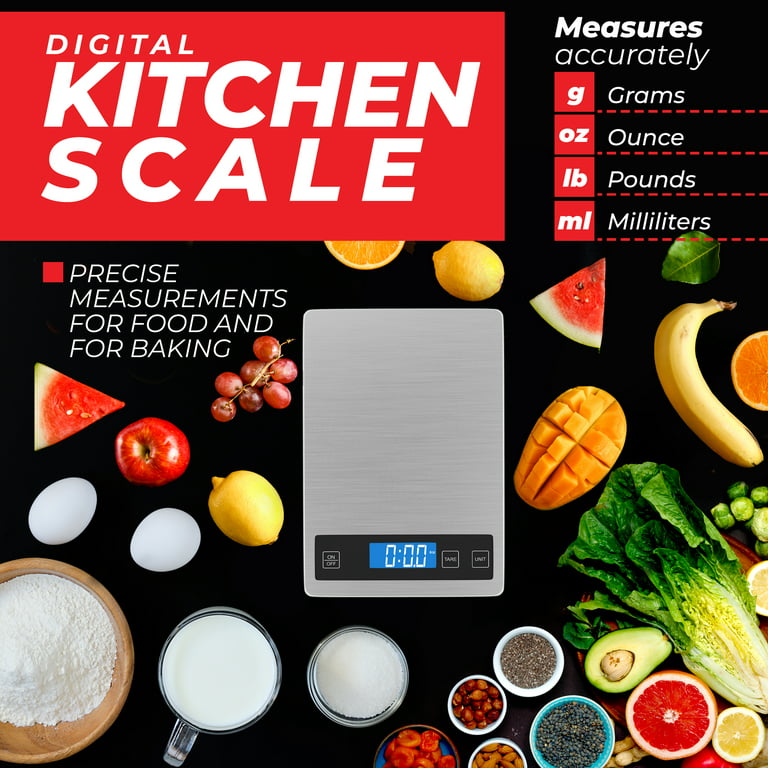 Freedom Goods Digital Food Scale (22lbs), Kitchen Scale for Food Ounces and  Grams, Food Scales for Kitchen and Food Scale for Weight Loss (Stainless  Steel) 