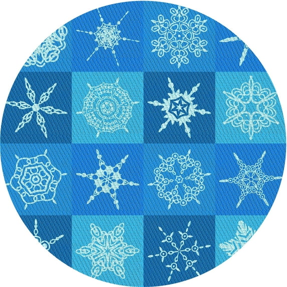 Ahgly Company Machine Washable Indoor Round Transitional Neon Blue Area Rugs, 3' Round
