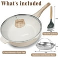 thumbnail image 3 of 11 Inch Nonstick Ceramic Deep Frying Pan Skille with Lid,5QT Sauté Pan for Cooking with Steam Rack,Healthy Large Skillet,Stay Cool Handle, Induction Compatible(WHITE), 3 of 10