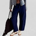 thumbnail image 6 of GXIPO Womens Mid Rise Cord Barrel Jeans Casual Baggy Wide Leg Corduroy Cropped Ankle Pants with Pockets Dark Blue M, 6 of 7