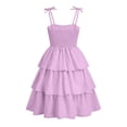 thumbnail image 4 of mgoYE Girls Spaghetti Strap Ruffled Swing Dress for Teen Tween Formal Prom Back to School Homecoming Dance Casual(Purple,7-8 Years), 4 of 5