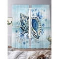 thumbnail image 4 of Summer Conch Sheer Curtains 96 Inch Long 2 Panels, Ocean Underwater Shell Flower Teal White Coastal Light Filtering Rod Pocket Curtains, Sheer Voile Drapes for Living Room Bedroom, 52"x96", 4 of 8