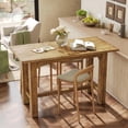 thumbnail image 3 of TRIBEWOOD 63” Solid Wood Bar Table, Counter Height Pub Table with Reinforced Base, Rectangular High Top Dining Table for Kitchen, Home Bar，Natural Wood, 3 of 5