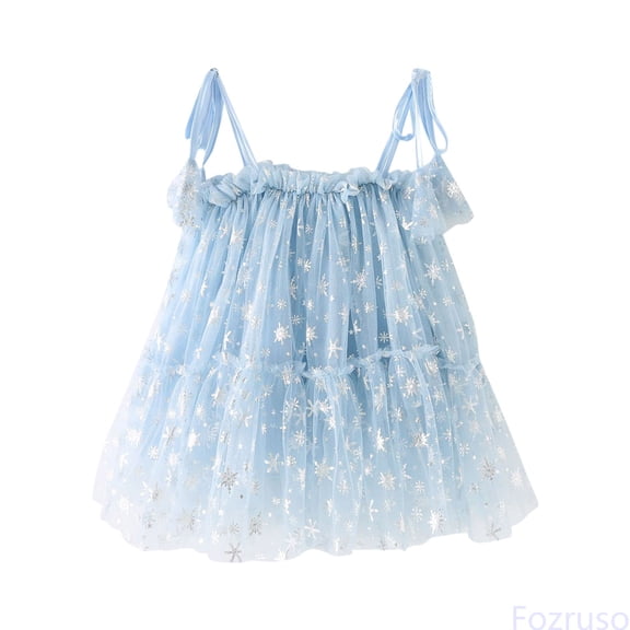 Fozruso Toddler Girls Sleeveless Snowflake Paillette Princess Dress Dance Party Dresses Clothes Vintage Girls Dress,Sizes 2-3 Years