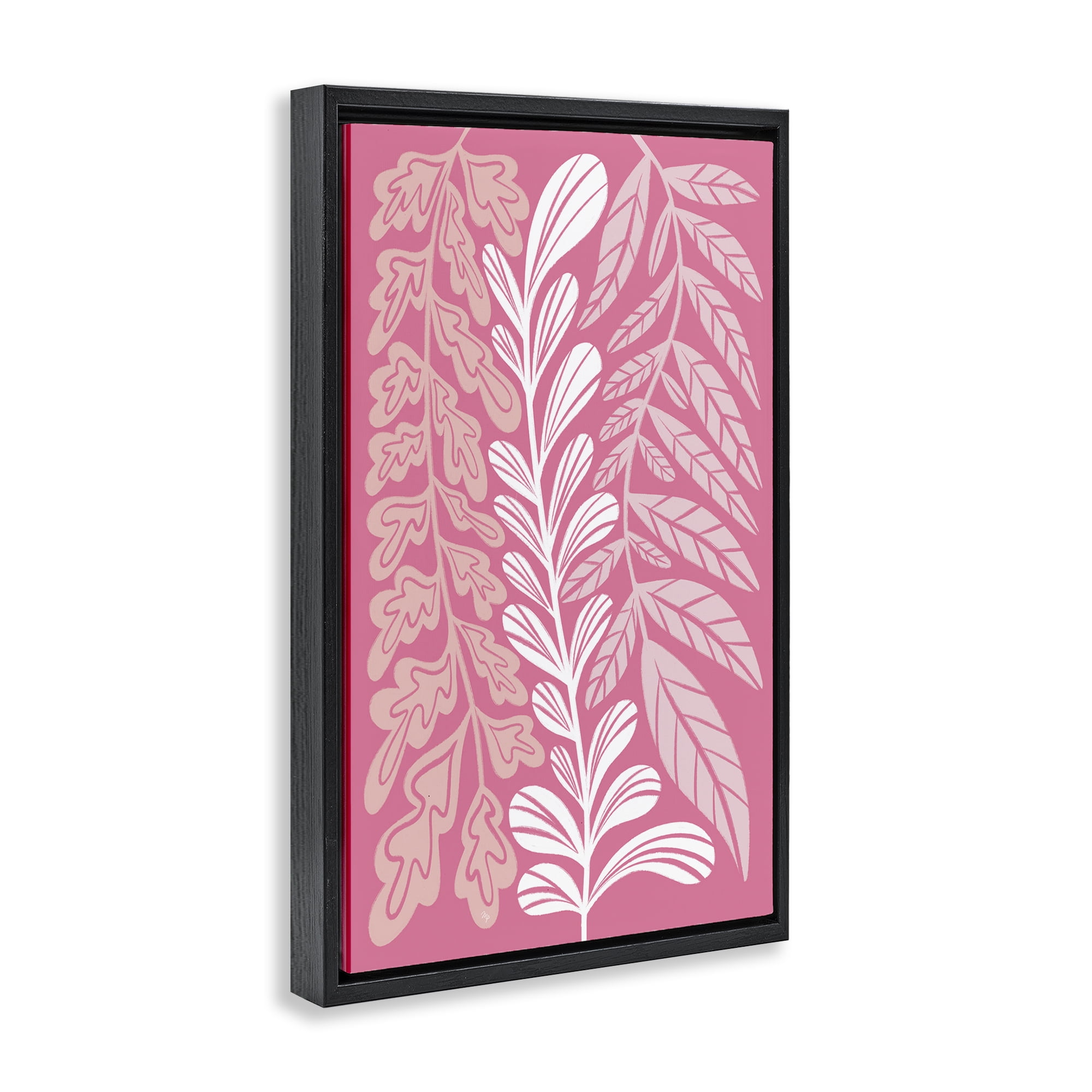 Stupell Industries Peach Pink Long Plants Plants & Flowers Painting Black Floater Framed Canvas Art Print Wall Art, 17 x 25