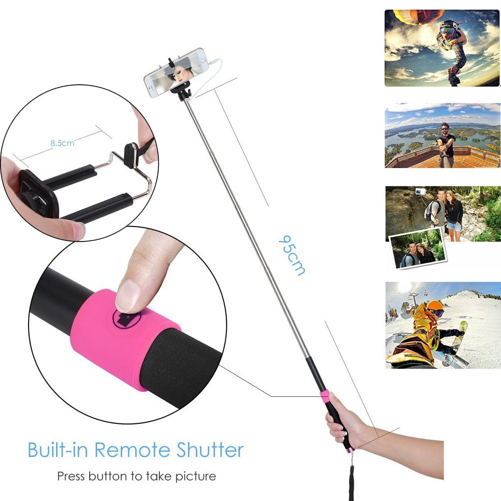 Extendable Selfie Stick Monopod Pole w/ Remote Button