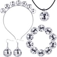 thumbnail image 1 of Accesorios de bola de discoteca Disfraz de discoteca de los años 70 para mujer Diadema de bola de discoteca Pendientes Collar Pulsera (Estilo simple), 1 of 5