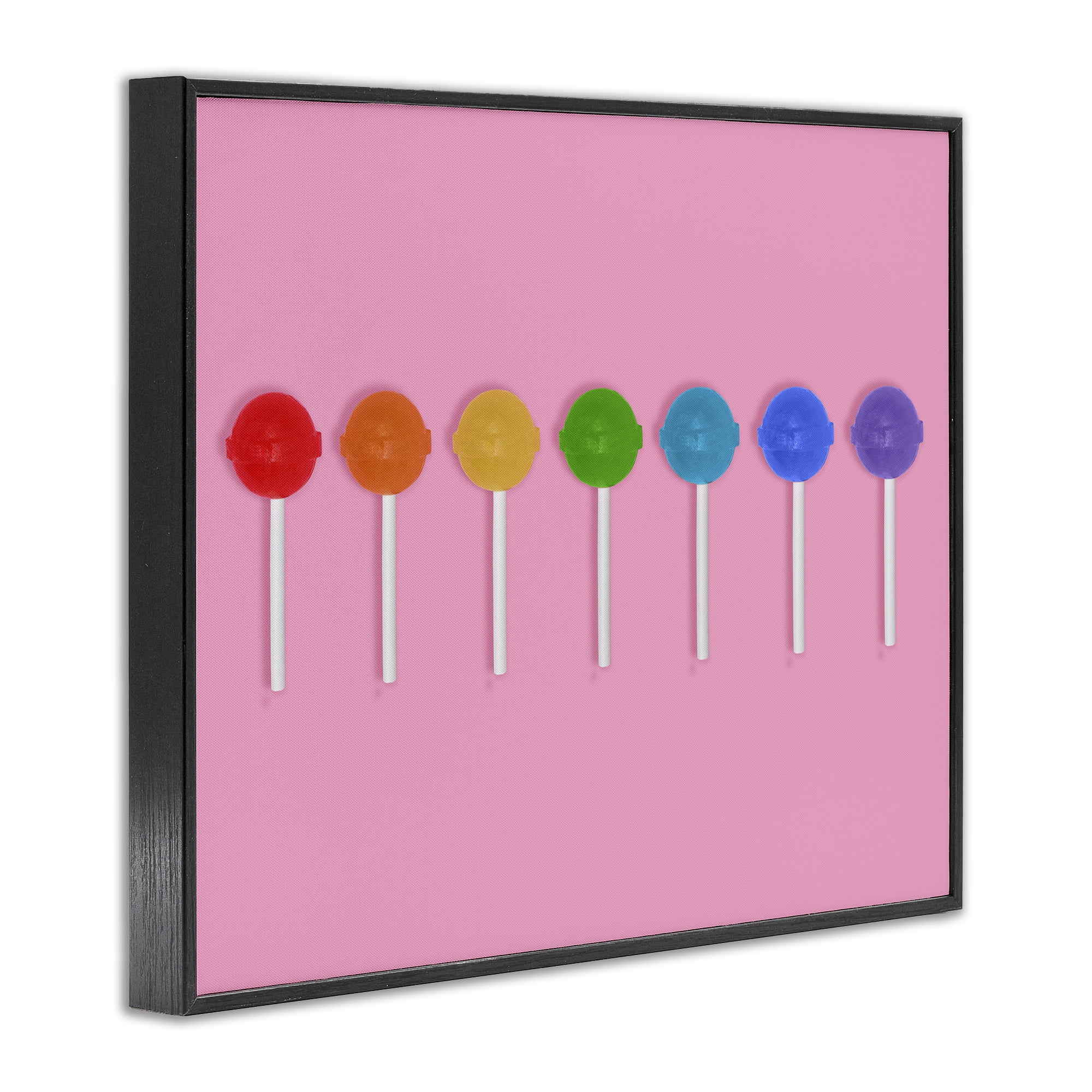 Stupell Industries Row of Rainbow Lollipops Black Framed Giclee Art, design by LISH Creative