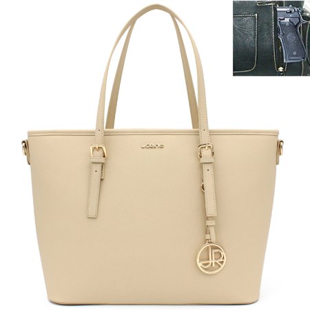 Texas West Conceald Carry Double Pocket Fashion Saffiano Tote Bag In Multi Color