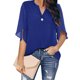 thumbnail image 1 of Mujeres verano tops V cuello media manga exquisito color puro elegante mujer casual blusa para fiesta Oficina excursión, 1 of 5