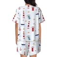 thumbnail image 6 of Haiem Nautical Lighthouse Sailboat Pattern Pajama Set for Women 2 Piece Lounge Set Short Sleeve Tops and Shorts Soft Sleepwear-XX-Large, 6 of 7
