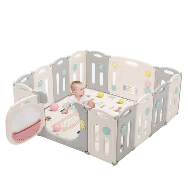 Pirecart 14 Panels Baby Playpen Play Yards Foldable Activity Center Home Indoor Walmart Com
