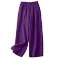 thumbnail image 6 of Diufon Linen Pants Women Summer Boho Wide Leg Palazzo Pants Casual Drawstring High Waisted Trousers with Pockets, 6 of 7