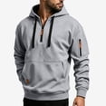 thumbnail image 2 of gbyLJF Men's Quarter Zip Drawstring Hoodies Long Sleeve Fleece Pullovers Fall Sweatshirt Running Hiking Clothes, 2 of 7