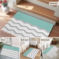 thumbnail image 5 of 2x3 Ft Entryway Area Rug, Grey Chevron Kitchen Rug Runner Washable Floor Mat, Geometric Turquoise Print Wavy Striped White Non Slip Indoor Door Mat Throw Carpet for Bathroom Living Room Bedroom, 5 of 8