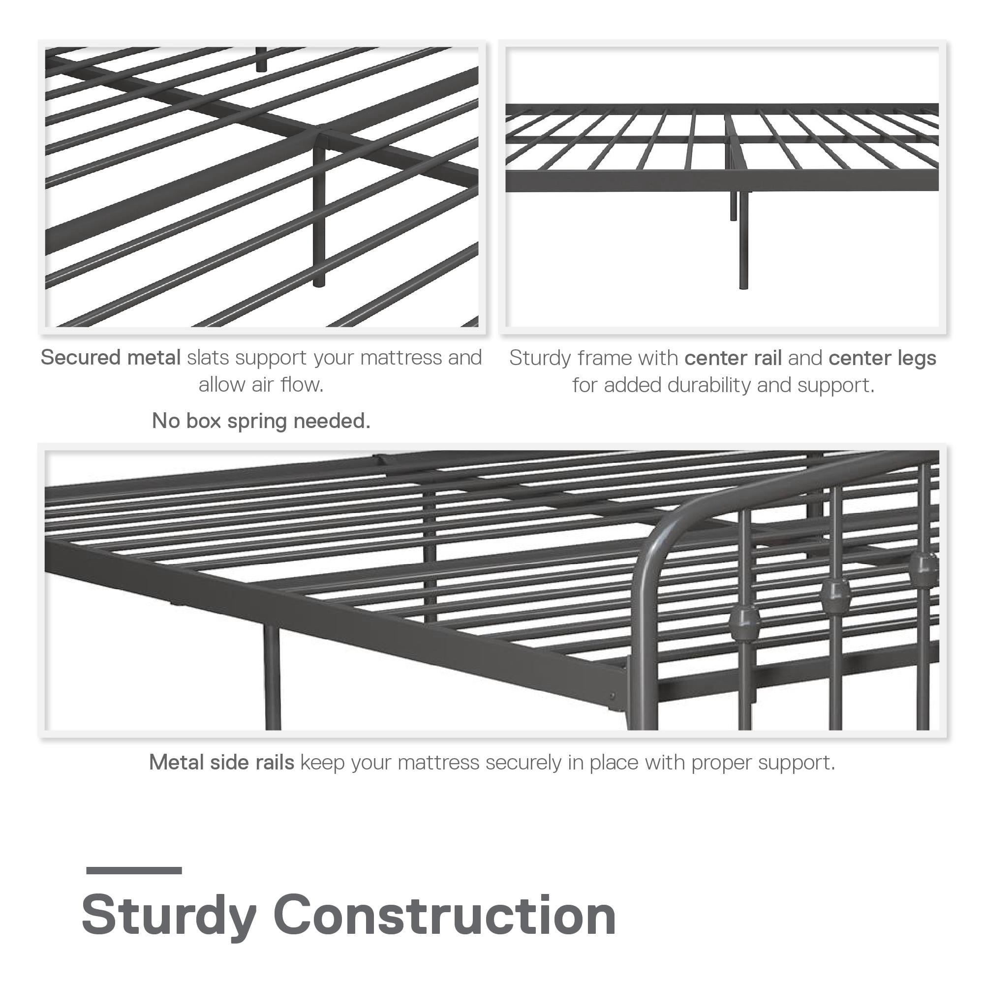 Novogratz Bushwick Metal Bed, King, Gunmetal Gray