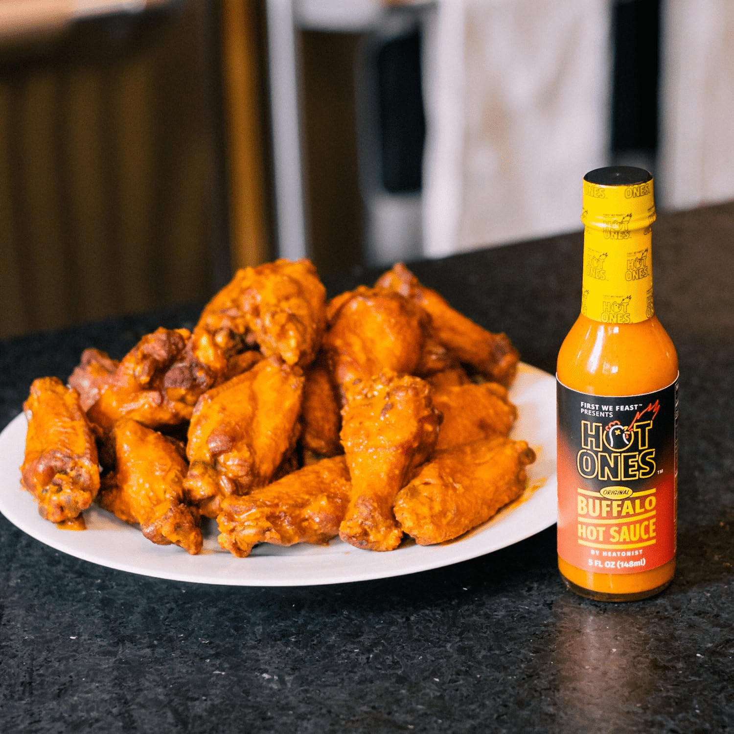 (12 pack) Hot Ones Branded Buffalo Sauce 5oz, with Flavors of Cayenne Pepper Mash, Molasses & Smoked Paprika