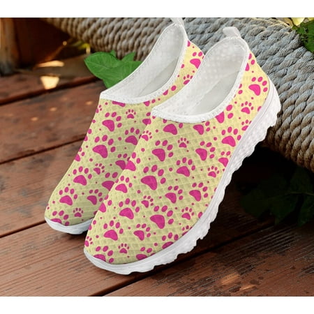 

Mesh Ladies Loafers Women Casual Shoes Color Dog Paw Pattern Print Summer Breathable Woman Flats Female Slip On Sneakers