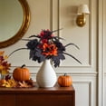 thumbnail image 7 of Halloween Artificial Flowers with Stems,Fake Halloween Bouquet with Black Maple Leaves, Realistic Silk Flowers Bouquet for Halloween Decoration, Fall Home Decor, Centerpieces, Arrangement,Orange, 7 of 7