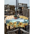 thumbnail image 2 of Outdoor Tablecloths with Umbrella Hole & Zipper, Sunflowers Trucks Round Tablecloths 60 Inch, Spring Farmhouse Eucalyptus Orange Plaid Waterproof Table Cloth, Patio/Pool/Picnic Table Covers, 2 of 8