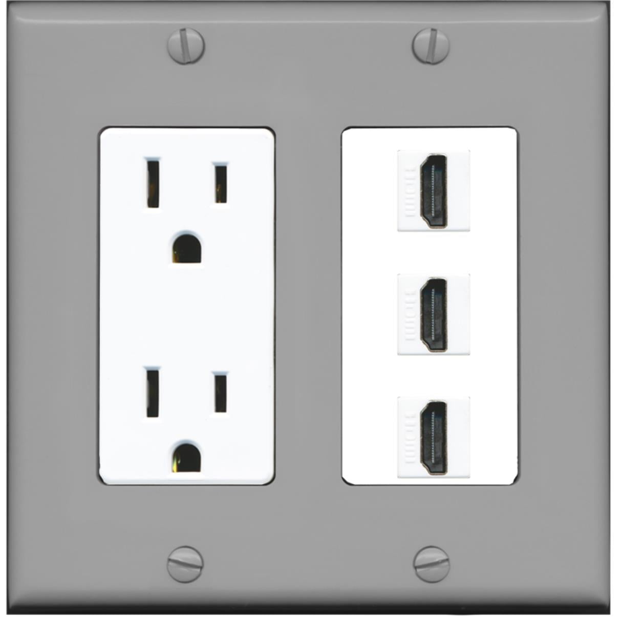 Riteav 15 Amp Outlet 3 Port Hdmi Decora Wall Plate Riteav 15 Amp Outlet 3 Port Hdmi