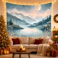 thumbnail image 3 of Mountain Lake Scene in Moonlit Night, Dreamy Watercolor for Nature Lovers, Serene Landscape Art Decor, Housewarming Gift, Tapestry Wall Hanging for Bedroom and Living Room, 3 of 7
