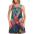 thumbnail image 1 of Balery Romantic Flamingo Pair Vestidos de verano para mujer con estampado: vestido holgado sin mangas, vestido playero informal y cómodo para días calurosos., 1 of 7