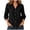 Black, variant on Women's Button Down Linen Blend Shirt, Puff Cuff 3/4 Sleeve Relaxed Fit Casual Blouse for Office Daily Vacation Wear