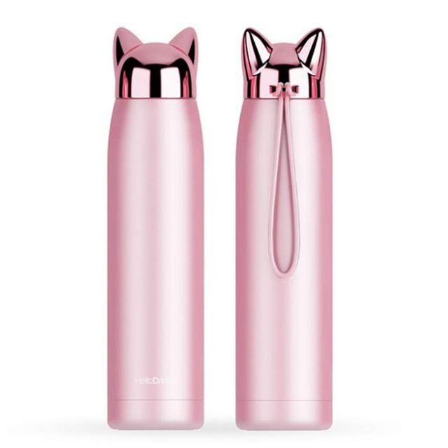Termo Acero Inoxidable Gummy Gato 320 ml Rosa