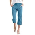 thumbnail image 1 of Pantalones de mujer de cintura alta y pierna ancha - Pantalones de poliéster elásticos con cordón y bolsillos, tallas S-XXXL, 1 of 5