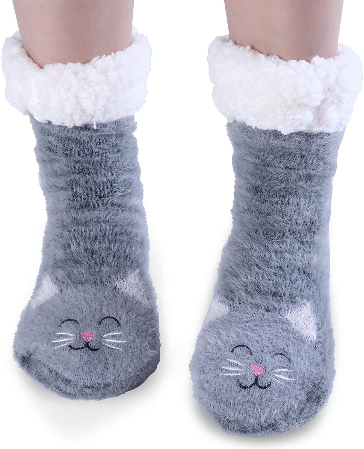 Women's Slipper Socks With Grippers Cozy Warm Cute Animal Gifts -  