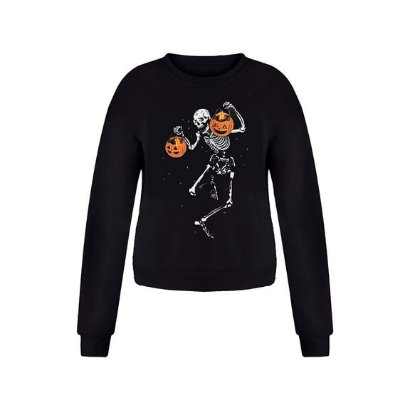 hirigin Women Cute Pullover Pweater Halloween Print Round Neck Sweatshirt for GirlsCasual Long Sleeve Knit Lightweight Oversized