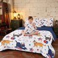 thumbnail image 3 of Manfei Cartoon Patriotic Cat Twin Bedding, US Flag Fireworks Stars Bedding Comforter Set, Red Blue White, Navy Reversible 7-Piece, 3 of 6