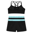 thumbnail image 4 of inhzoy Kids Girls 2PCs Athletic Tracksuits Raceback Crop Top with Shorts Gymnastic Workout Dancewear Activewear A Light Blue 8, 4 of 5