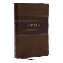 NKJV Personal Size Large Print Bible with 43,000 Cross References, Brown Leathersoft, Red Letter, Comfort Print, (Hardcover)