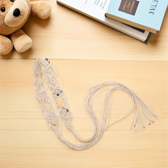 TABLZONE Bohemian Braided Rope Waist Belt with Natural Stone Accents Adjustable Knot for Clothing