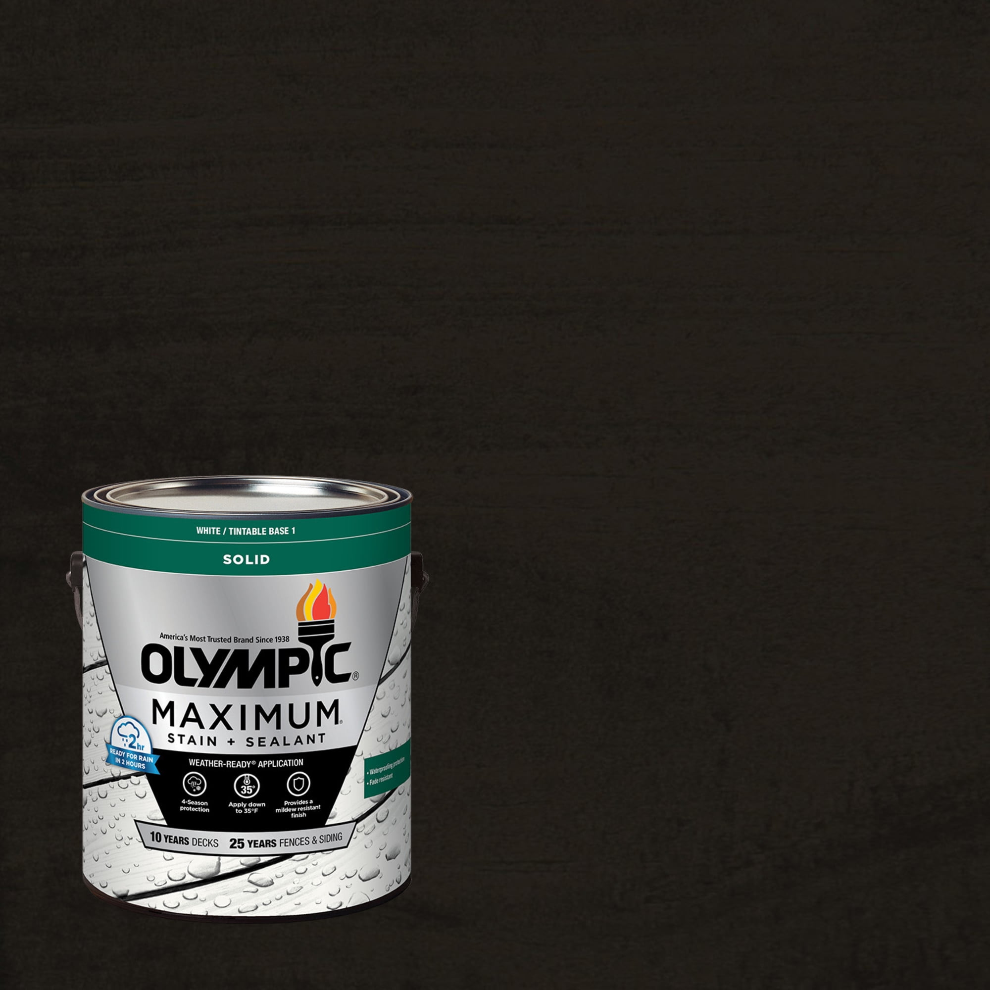 (2 pack) Olympic Maximum 1 Gallon SC-1028 Ebony Solid Color Exterior Stain and Sealer in One