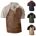 thumbnail image 2 of Men's Golf T-Shirts Athletic Workout Tee Short Sleeve Regular Fit Loose Casual 1/4 Button up Tops with Collar Summer Fashion Clothes for Male Color Block Patchwork Green L, 2 of 6