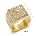 thumbnail image 2 of HIJONES Men's Stainless Steel Single Stone Micro Pave CZ Square Rings Crystal Wedding Finger Band Gold Size 7, 2 of 6