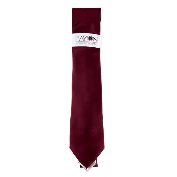 Tayion Collection Men's Crimson & Cream Solid Tie - Red