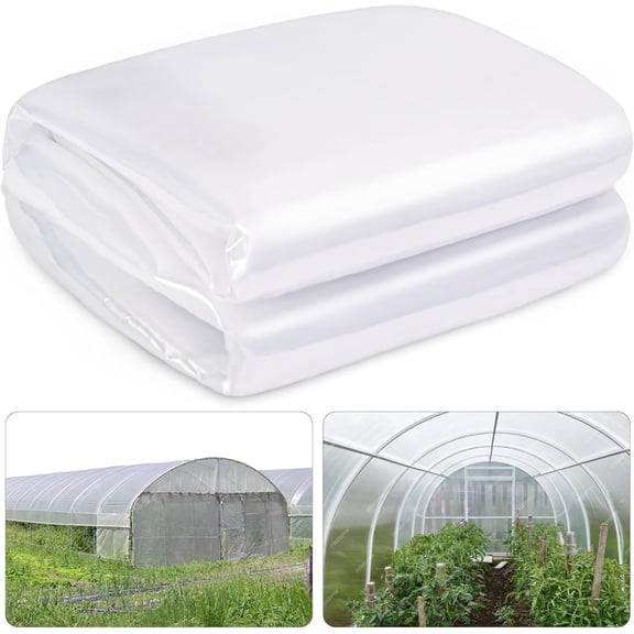 Greenhouse Plastic Sheeting, 6.5 x 10 FT 6 mil Clear Greenhouse Film, UV Resistant Plastic Sheeting Heavy Duty, Polyethylene Green House Plastic Cover for Farms, Garden, Agriculture
