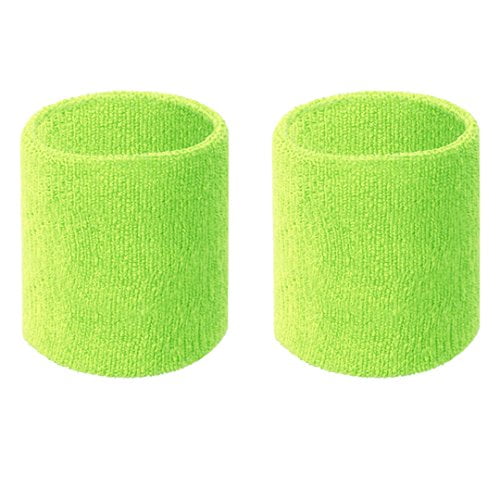 Basketball 3 Athletic Terry Cloth Sweatbands in Neon Colors HAPPYWENDY Colorful Cotton Sport Wristbands for Men and Women Wrist Sweat Bands for Tennis Running Gym 1 Pair 