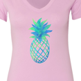 thumbnail image 4 of Inktastic Blue and Green Pineapple Women's V-Neck T-Shirt, 4 of 5