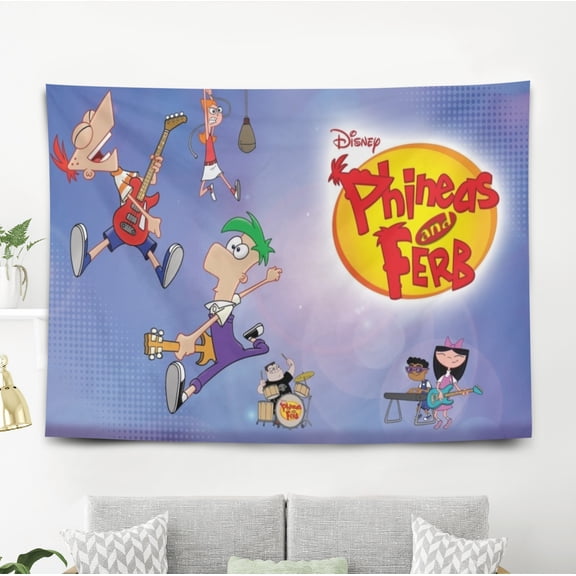 Phineas and Ferb Tapestry Gift Wall Hanging Backdrop for Room Bedroom Girls Fans Background Banner Party Birthday Supplies Decor
