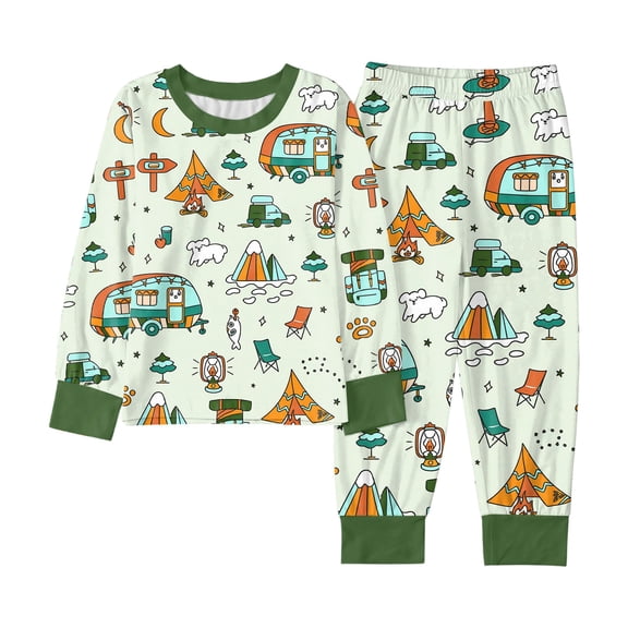 FYDUU 2 Piece Girls Pajamas Soft Comfy Sleepwear Cute Print Long Sleeve Pants Pajama Set for Kids Loungewear Nightwear Outfit 9-10 Years