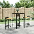 thumbnail image 1 of vidaXL 3 Piece Garden Bar Set Black Poly Rattan& Solid Wood Acacia, 1 of 4