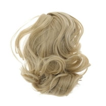Unique Bargains 1 Pc Pear Blossom Roll Wig Hair Clips for Hair Extension 11.81" Length Beige Gray