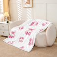 thumbnail image 2 of Erosebridal Cartoon Ribbon Sherpa Blanket, Bow Cherry Fuzzy Blanket Throw, Pink, 2 of 6