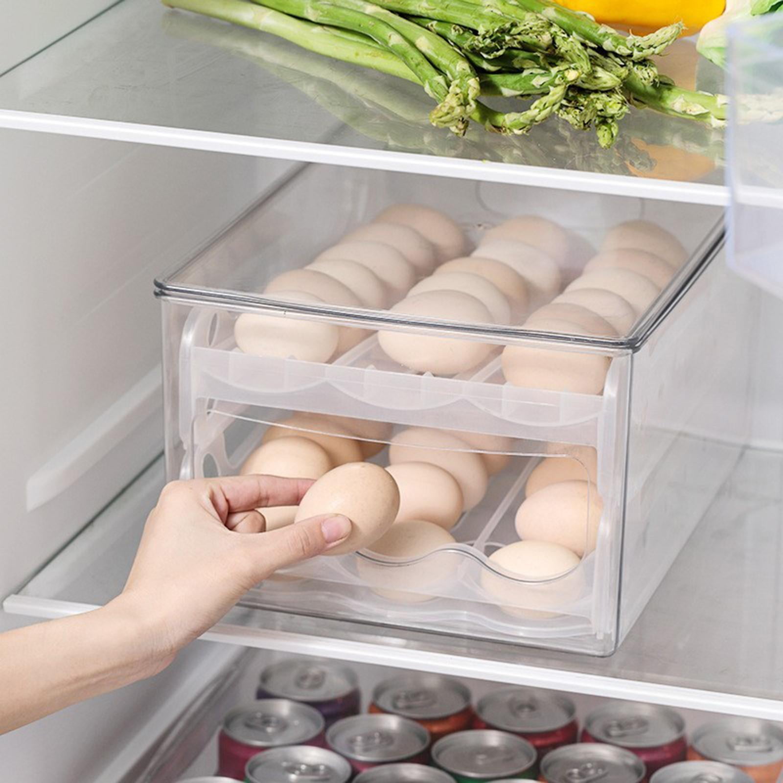 Fiocias Egg Tray for Fridge Egg Container for Refrigerator 2 Saving Fridge Egg Dispenser
